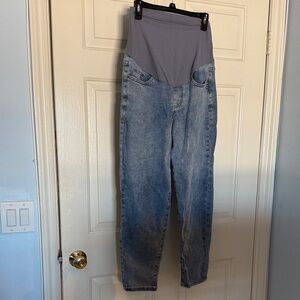 High-Waisted Blue Maternity Jeans